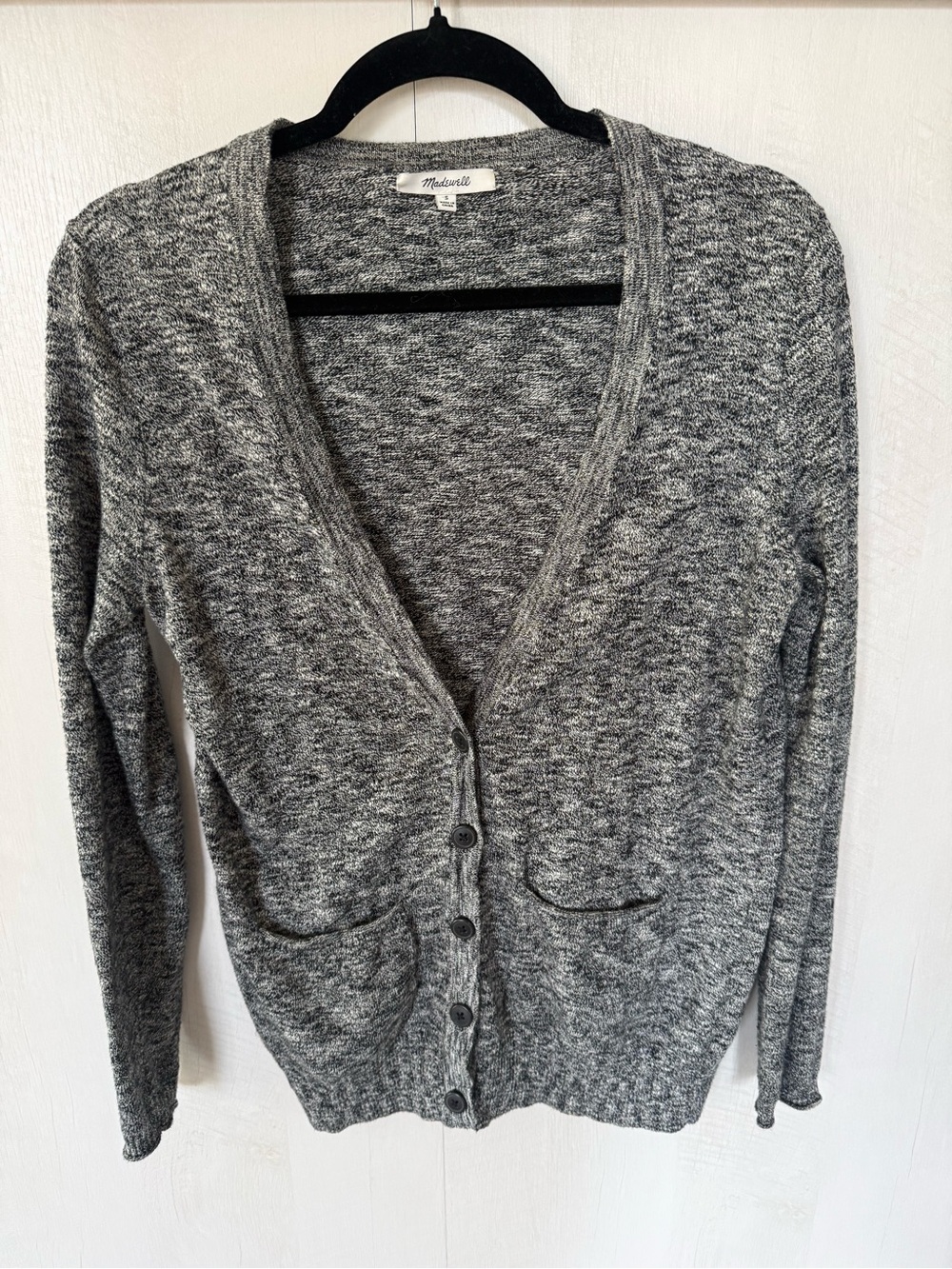 Madewell Marled Gray V-Neck Button Front Cardigan Small